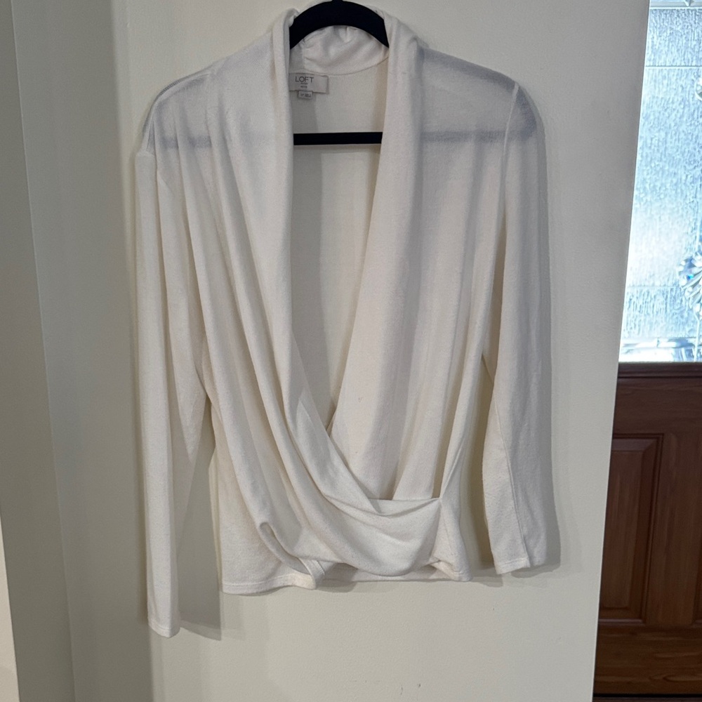 LOFT Cream Long Sleeve Top